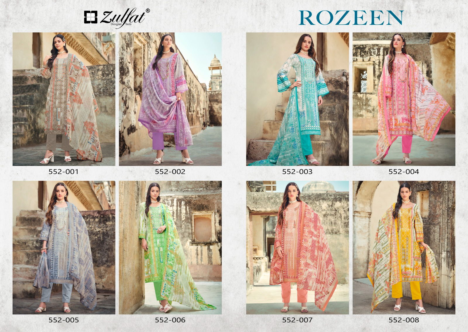 Rozeen By Zulfat Pakistani Printed Pure Cotton Dress Material Wholesale Shop In Surat
